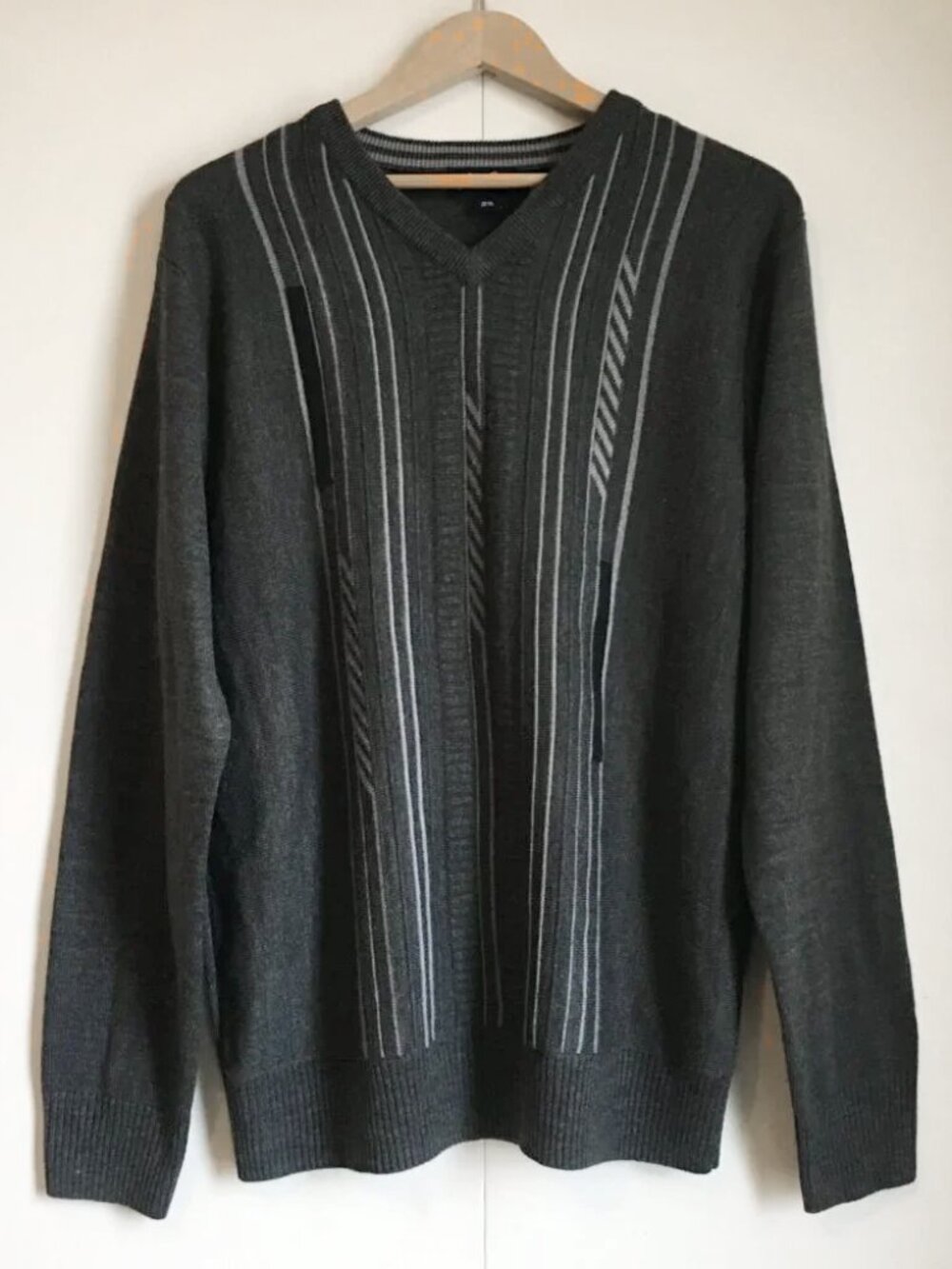 VTG Arnold Palmer Grey V-Neck Striped Sweater Medium DOS Grandpacore